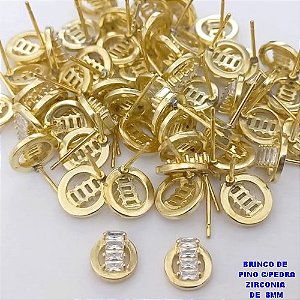 BRINCO NO BRUTO PRONTO PARA O BANHO -(CX190) BRINCO DE PINO COM PEDRA DE ZIRCONIA"(TAMANHO 8MM)"- PESO 1.2GR - COMPOSIÇÃO 100% LATÃO/ZIRCONIA - BRU26725