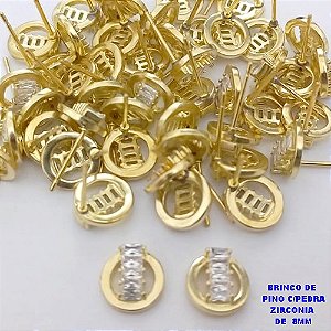 BRINCO NO BRUTO PRONTO PARA O BANHO -(CX190) BRINCO DE PINO COM PEDRA DE ZIRCONIA"(TAMANHO 10MM)"- PESO 1.6GR - COMPOSIÇÃO 100% LATÃO/ZIRCONIA - BRU26726