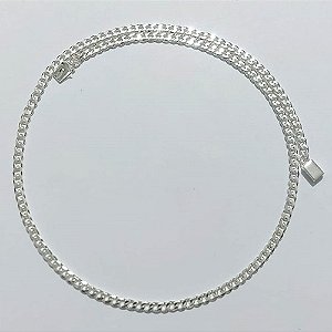 CORRENTE FOLHEADA A PRATA COM 50 MILÉSIMOS + VERNIZ DIAMOND - CORRENTE 50CM FECHO GAVETA - PRA1163