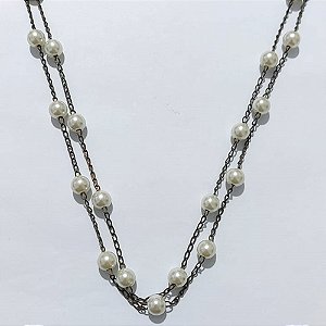 GARGANTILHA NO BRUTO PRONTA PARA O BANHO(CX193) - COLAR DUPLO EM PÉROLAS - PESO 13GR - COMPOSIÇÃO: 100% LATÃO - BRU27185