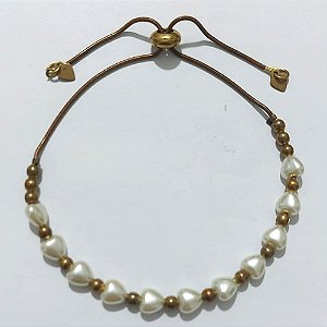 PULSEIRA NO BRUTO PRONTA PARA O BANHO(CX193) - PULSEIRA AJUSTÁVEL COM CORAÇÕES EM PÉROLAS - PESO 5,6GR - COMPOSIÇÃO: 100% LATÃO - BRU27191
