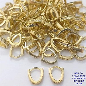 BRINCO NO BRUTO PRONTO PARA O BANHO(CX191) BRINCO ARGOLINHA DE PRESSÃO(COM UMA FILEIRA DE MICRO ZIRCONIAS )TAMANHO 10MM - PESO 1.3GR - BRU26775
