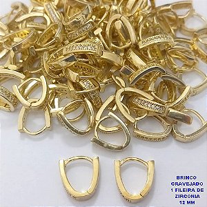 BRINCO NO BRUTO PRONTO PARA O BANHO(CX191) BRINCO ARGOLINHA DE PRESSÃO(COM UMA FILEIRA DE MICRO ZIRCONIAS )TAMANHO 12MM - PESO 1.5GR - BRU26776