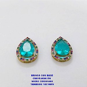 BRINCO NO BRUTO PRONTO PARA O BANHO / BRINCO COM BASE EM ALTA FUSÃO CRAVEJADA EM MICRO ZIRCONIAS E ZIRCONIA 10X14MM )TAMANHO 10X14MM - PESO 4.8GR - BRU26790