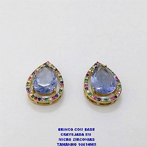 BRINCO NO BRUTO PRONTO PARA O BANHO / BRINCO COM BASE EM ALTA FUSÃO CRAVEJADA EM MICRO ZIRCONIAS E ZIRCONIA 10X14MM )TAMANHO 10X14MM - PESO 4.8GR - BRU26792