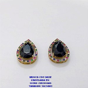 BRINCO NO BRUTO PRONTO PARA O BANHO / BRINCO COM BASE EM ALTA FUSÃO CRAVEJADA EM MICRO ZIRCONIAS E ZIRCONIA 10X14MM )TAMANHO 10X14MM - PESO 4.8GR - BRU26793
