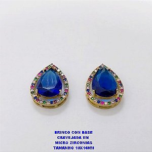 BRINCO NO BRUTO PRONTO PARA O BANHO / BRINCO COM BASE EM ALTA FUSÃO CRAVEJADA EM MICRO ZIRCONIAS E ZIRCONIA 10X14MM )TAMANHO 10X14MM - PESO 4.8GR - BRU26794