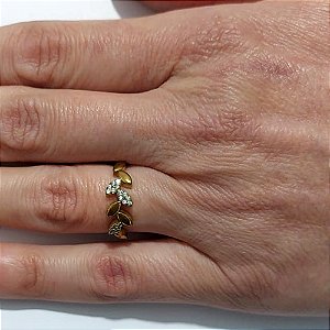 ANEL NO BRUTO PRONTO PARA O BANHO - ANEL FOLHAS CRAVEJADO EM MICROS ZIRCÔNIAS - PESO MÉDIO: 1,5GR - COMPOSIÇÃO: LATÃO / ZIRCÔNIA - ANEL000573