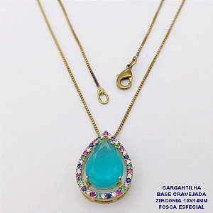 GARGANTILHA NO BRUTO PRONTO PARA O BANHO(CX191)GARGANTILHA CORTRENTE VENEZIANA DE 45CM COM BASE EM ALTA FUSÃO CRAVEJADA E ZIRCONIA FOSCA ESPECIAL 10X14MM )PESO 4.3GR- BRU26801