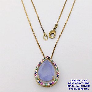 GARGANTILHA NO BRUTO PRONTO PARA O BANHO(CX191)GARGANTILHA CORTRENTE VENEZIANA DE 45CM COM BASE EM ALTA FUSÃO CRAVEJADA E ZIRCONIA FOSCA ESPECIAL 10X14MM )PESO 4.3GR- BRU26802