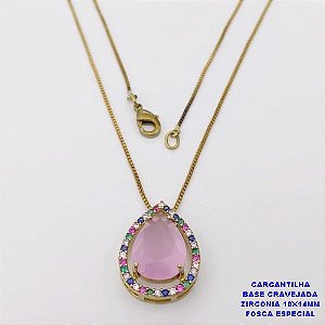 GARGANTILHA NO BRUTO PRONTO PARA O BANHO(CX191)GARGANTILHA CORRENTE VENEZIANA DE 45CM COM BASE EM ALTA FUSÃO CRAVEJADA E ZIRCONIA FOSCA ESPECIAL 10X14MM )PESO 4.3GR- BRU26803