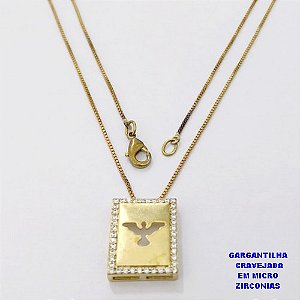GARGANTILHA NO BRUTO PRONTO PARA O BANHO(CX191)GARGANTILHA CORRENTE VENEZIANA DE 45CM COM MEDALHA DO ESPIRITO SANTO EM ALTA FUSÃO CRAVEJADA (TAMANHO 1.7CM )PESO 3.9GR- BRU26805