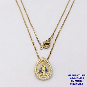 GARGANTILHA NO BRUTO PRONTO PARA O BANHO(CX191)GARGANTILHA CORRENTE VENEZIANA DE 45CM COM MEDALHA DE NOSSA SENHORA APARECIDA EM ALTA FUSÃO CRAVEJADA (TAMANHO 1.5CM )PESO 2.8GR- BRU26807