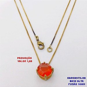 GARGANTILHA NO BRUTO PRONTO PARA O BANHO(CX192)CONJUNTO COM CORRENTE VENEZIANA DE 45CM - PINGENTE COM BASE EM ALTA FUSÃO 10MM - PESO 2.7GR- BRU26831