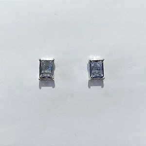 BRINCO FOLHEADO A PRATA COM 50 MILÉSIMOS + VERNIZ DIAMOND - BRINCOS DE PINO COM ZIRCÔNIAS LILÁS 6X10MM - PRA1176