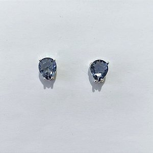 BRINCO FOLHEADO A PRATA COM 50 MILÉSIMOS + VERNIZ DIAMOND - BRINCOS DE PINO COM ZIRCÔNIAS OVAL LILÁS 10MM - PRA1179