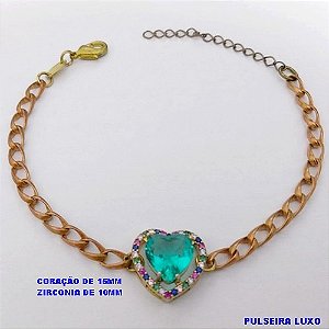 PULSEIRA NO BRUTO PRONTO PARA O BANHO(CX193 )PULSEIRA COM CONECTOR EM CORAÇÃO CRAVEJADO E PEDRA DE ZIRCONIA CORAÇÃO DE 10MM / PESO 6.6GR- BRU26852