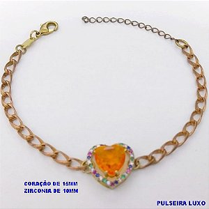 PULSEIRA NO BRUTO PRONTO PARA O BANHO(CX193 )PULSEIRA COM CONECTOR EM CORAÇÃO CRAVEJADO E PEDRA DE ZIRCONIA CORAÇÃO DE 10MM / PESO 6.6GR- BRU26854