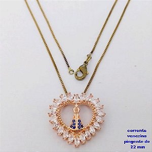 GARGANTILHA NO BRUTO PRONTO PARA O BANHO(CX193)GARGANTILHA COM CORRENTE VENEZIANA DE 45CM COM PINGENTE DE NOSSA SENHORA APARECIDA (PESO 1.8GR ) BRU26862