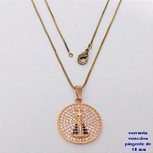 GARGANTILHA NO BRUTO PRONTO PARA O BANHO(CX193)GARGANTILHA COM CORRENTE VENEZIANA DE 45CM COM PINGENTE DE NOSSA SENHORA APARECIDA (PESO 4.2GR ) BRU26863
