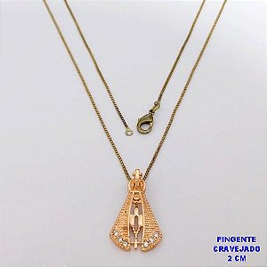 GARGANTILHA NO BRUTO PRONTO PARA O BANHO(CX193)GARGANTILHA COM CORRENTE VENEZIANA DE 45CM COM PINGENTE DE 2CM NOSSA SENHORA APARECIDA (PESO 3.5GR ) BRU26875