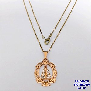 GARGANTILHA NO BRUTO PRONTO PARA O BANHO(CX193)GARGANTILHA COM CORRENTE VENEZIANA DE 45CM COM PINGENTE DE 2,5CM NOSSA SENHORA APARECIDA (PESO 3.7GR ) BRU26876