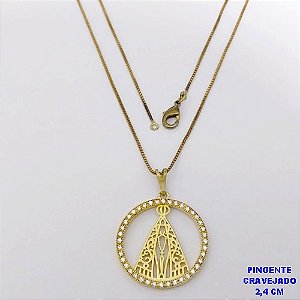 GARGANTILHA NO BRUTO PRONTO PARA O BANHO(CX193)GARGANTILHA COM CORRENTE VENEZIANA DE 45CM COM PINGENTE DE 2,4CM NOSSA SENHORA APARECIDA (PESO 3.9GR ) BRU26877