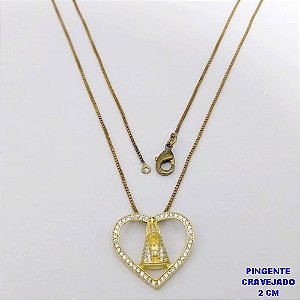 GARGANTILHA NO BRUTO PRONTO PARA O BANHO(CX193)GARGANTILHA COM CORRENTE VENEZIANA DE 45CM COM PINGENTE DE 2CM NOSSA SENHORA APARECIDA (PESO 3.2GR ) BRU26878
