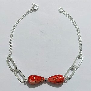 PULSEIRA FOLHEADA A PRATA COM 50 MILÉSIMOS + VERNIZ DIAMOND - PULSEIRA COM DETALHES VAZADOS 17CM - PRA1193