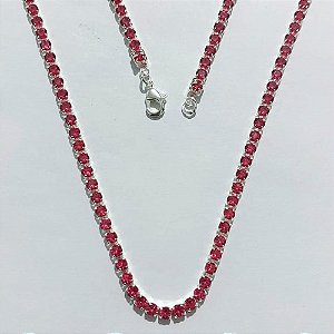 SHOCKER FOLHEADA A PRATA COM 50 MILÉSIMOS + VERNIZ DIAMOND - SHOCKER TODA EM ZIRCÔNIA ROSA 40CM - PRA1198