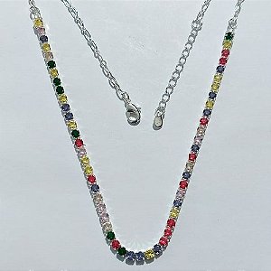 SHOCKER FOLHEADA A PRATA COM 50 MILÉSIMOS + VERNIZ DIAMOND - SHOCKER EM ZIRCÔNIA COLORIDA 40CM + EXTENSOR - PRA1201