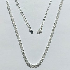 SHOCKER FOLHEADA A PRATA COM 50 MILÉSIMOS + VERNIZ DIAMOND - SHOCKER EM ZIRCÔNIA CRISTAL 40CM + EXTENSOR - PRA1202
