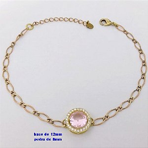 PULSEIRA NO BRUTO PRONTO PARA O BANHO(CX193)PULSEIRA COM CONECTOR EM ALTA FUSÃO(TAMANHO base de 12mm e pedra de 8mm)COM FECHO LAGOSTA - PESO 3.1GR - BRU26882