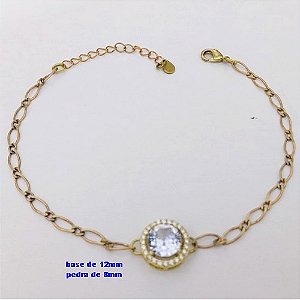 PULSEIRA NO BRUTO PRONTO PARA O BANHO(CX193)PULSEIRA COM CONECTOR EM ALTA FUSÃO(TAMANHO base de 12mm e pedra de 8mm)COM FECHO LAGOSTA - PESO 3.1GR - BRU26883