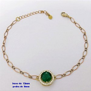 PULSEIRA NO BRUTO PRONTO PARA O BANHO(CX193)PULSEIRA COM CONECTOR EM ALTA FUSÃO(TAMANHO base de 12mm e pedra de 8mm)COM FECHO LAGOSTA - PESO 3.1GR - BRU26884