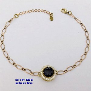 PULSEIRA NO BRUTO PRONTO PARA O BANHO(CX193)PULSEIRA COM CONECTOR EM ALTA FUSÃO(TAMANHO base de 12mm e pedra de 8mm)COM FECHO LAGOSTA - PESO 3.1GR - BRU26885