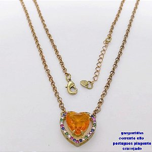 GARGANTILHA NO BRUTO PRONTO PARA O BANHO(CX193) -COM CORRENTE ELLO PORTUGUES DE 45CM - PINGENTE COM BASE 16MM CRAVEJADA EM ALTA FUSÃO - ZIRCONIA 10MM - PESO 6.6GR - BRU26893