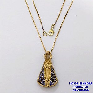 GARGANTILHA NO BRUTO PRONTO PARA O BANHO(CX193)GARGANTILHA COM CORRENTE VENEZIANA DE 45CM COM PINGENTE DE 3CM NOSSA SENHORA APARECIDA (PESO 4.9GR ) BRU26894