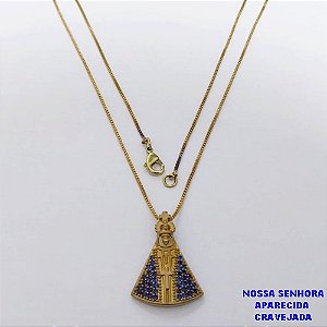 GARGANTILHA NO BRUTO PRONTO PARA O BANHO(CX193)GARGANTILHA COM CORRENTE VENEZIANA DE 45CM COM PINGENTE DE 1.8CM NOSSA SENHORA APARECIDA (PESO 3.4GR ) BRU26896