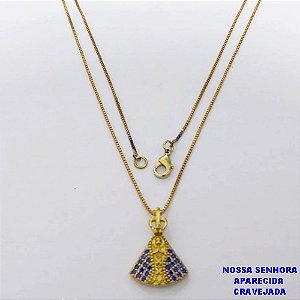 GARGANTILHA NO BRUTO PRONTO PARA O BANHO(CX193)GARGANTILHA COM CORRENTE VENEZIANA DE 45CM COM PINGENTE DE 1.8CM NOSSA SENHORA APARECIDA (PESO 3.1GR ) BRU26897
