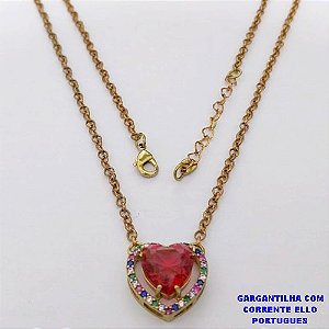 GARGANTILHA NO BRUTO PRONTO PARA O BANHO(CX193) -COM CORRENTE ELLO PORTUGUES DE 45CM - PINGENTE COM BASE 16MM CRAVEJADA EM ALTA FUSÃO - ZIRCONIA 10MM - PESO 6.6GR - BRU26902