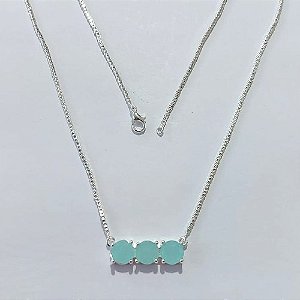 GARGANTILHA FOLHEADA A PRATA COM 50 MILÉSIMOS + VERNIZ DIAMOND - GARGANTILHA COM PINGENTE EM ZIRCÔNIAS VERDES 26MM - PRA1215