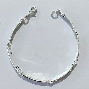 PULSEIRA FOLHEADA A PRATA COM 50 MILÉSIMOS + VERNIZ DIAMOND - PULSEIRA 17CM CHAPINHAS FENDA - PRA1218