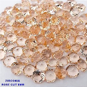 ACESSORIO NO BRUTO PRONTO PARA O BANHO(CX194) ZIRCONIA "( ROSE CUT )" TAMANHO 8MM - VENDIDA POR UNIDADE - PESO DA UNIDADE 0,03GR - BRU26930