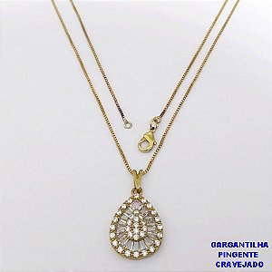 GARGANTILHA NO BRUTO PRONTO PARA O BANHO(CX194)GARGANTILHA COM CORRENTE VENEZIANA DE 45CM COM PINGENTE CORAÇÃO CRAVEJADO 20MM (PESO 4,5GR ) BRU26935
