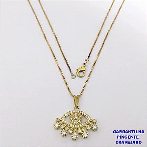 GARGANTILHA NO BRUTO PRONTO PARA O BANHO(CX194)GARGANTILHA COM CORRENTE VENEZIANA DE 45CM COM PINGENTE CORAÇÃO CRAVEJADO 20MM (PESO 4,5GR ) BRU26938