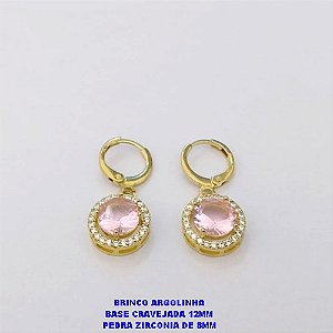 BRINCO NO BRUTO PRONTO PARA O BANHO()- BRINCO ARGOLINHA DE PRESSÃO(TRANQUETA) BASE DE 12MM EM ALTA FUSÃO E PEDRA DE ZIRCONIA CENTRAL DE 8MM- PESO TOTAL 3.7GR - BRU26939