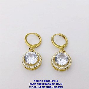 BRINCO NO BRUTO PRONTO PARA O BANHO()- BRINCO ARGOLINHA DE PRESSÃO(TRANQUETA) BASE DE 12MM EM ALTA FUSÃO E PEDRA DE ZIRCONIA CENTRAL DE 8MM- PESO TOTAL 3.7GR - BRU26943