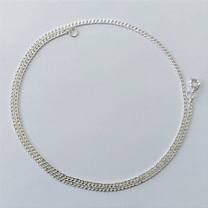 CORRENTE FOLHEADA A PRATA COM 50 MILÉSIMOS + VERNIZ DIAMOND - CORRENTE 3MM - TAMANHO: 50CM - PRA1242