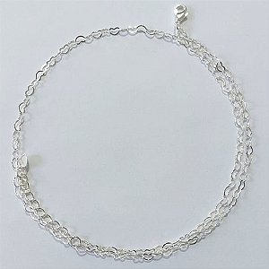 CORRENTE FOLHEADA A PRATA COM 50 MILÉSIMOS + VERNIZ DIAMOND - CORRENTE CORAÇÃO - TAMANHO: 45CM - PRA1243